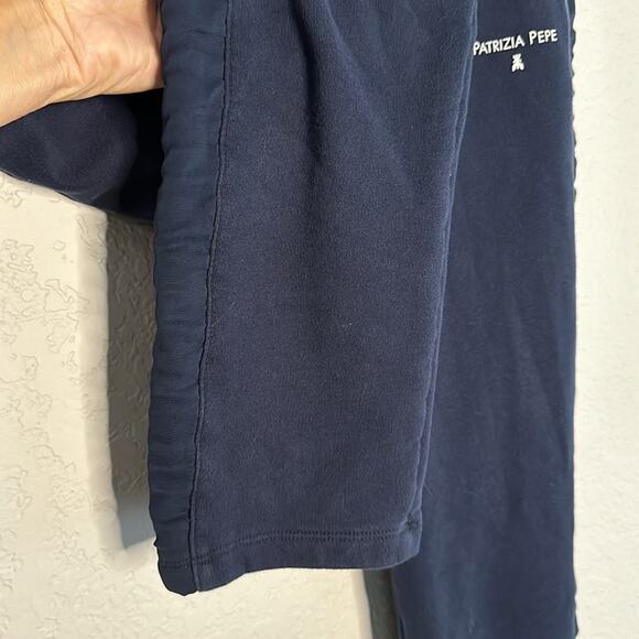 Patrizia Pepe Navy Blue Drawstring Pants Ankle Crepe Side Small Athleisure - Picture 5 of 8